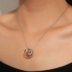 I love you mom rhinestone heart necklace with geometric design - Main product view