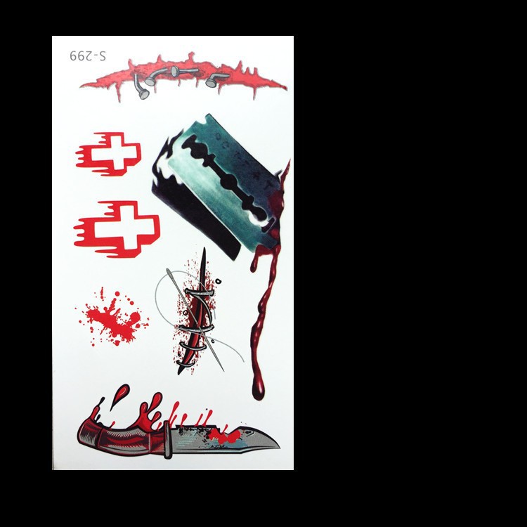Halloween temporary fake wound scar tattoo sticker with scar and rotten-mouth design options - Product view 1