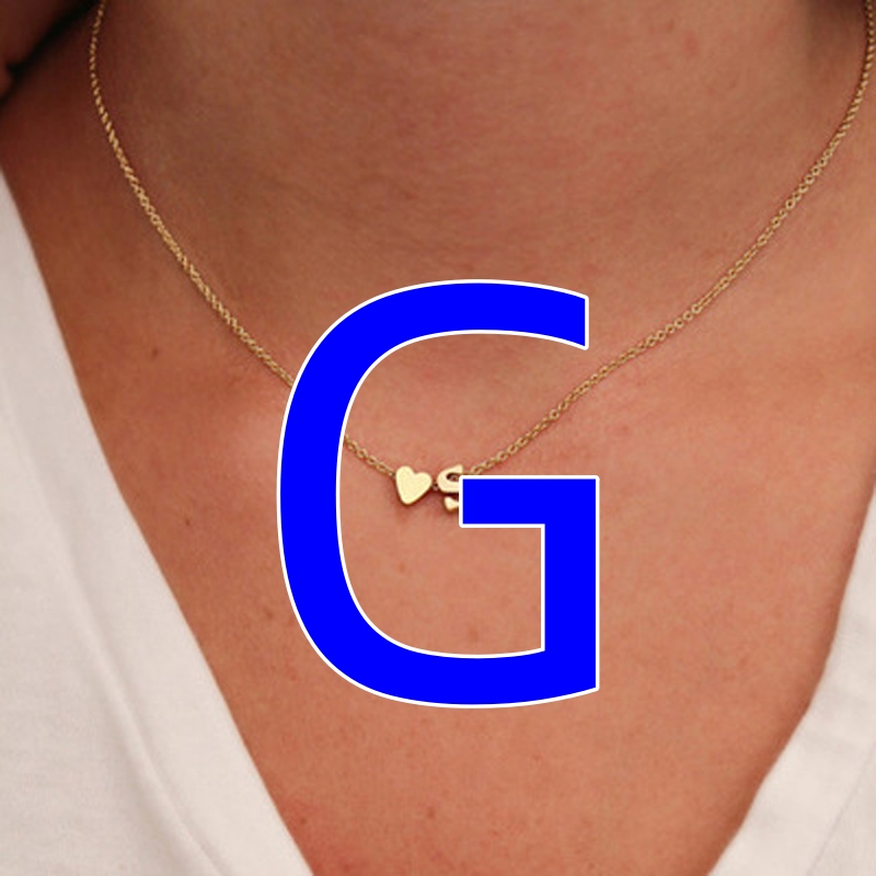 Initial pendant necklace with gold or silver-tone link chain - Product view 54