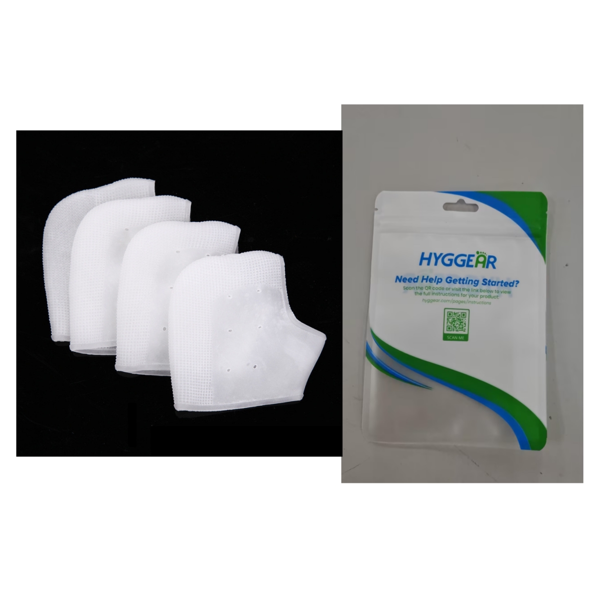 Unisex silicone heel moisturizing protective covers in white and skin tone - Product view 2