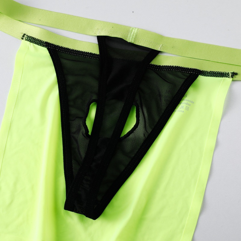 Men’s low-rise nylon pouch thong briefs in solid colors - Main product view