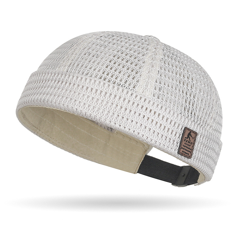 Women’s adjustable large-grid mesh sun hat in a neutral color - Product view 10