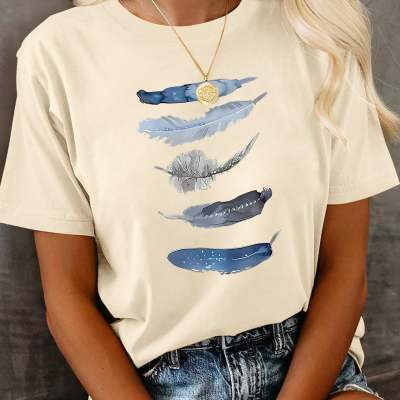 Women's cotton printed short-sleeve T-shirt in a casual round-neck design - Product view 8