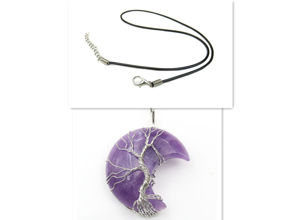 Moon Tree of Life crystal-style stone pendant necklace - Product view 7