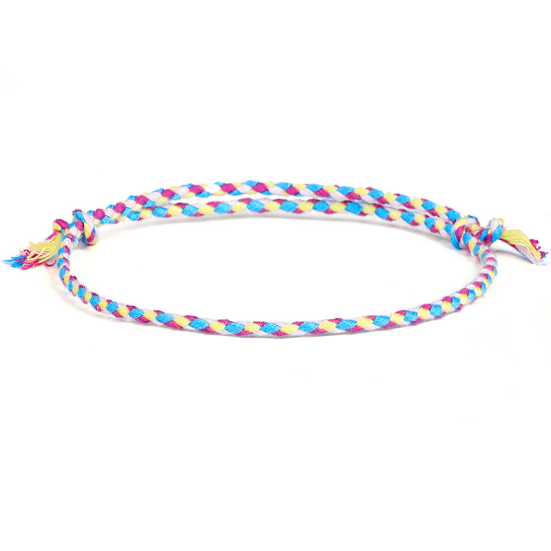 Colorful four-strand hand-woven bracelet with text-and-play-line design - Product view 1