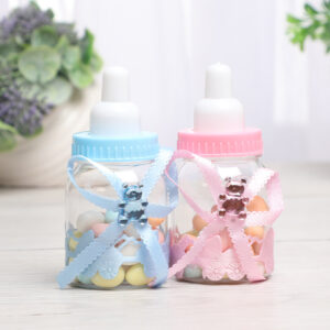 Little Bear bow baby bottle decoration in blue or pink - Main product view