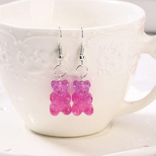 Colorful two-tone glitter resin cartoon pendant earrings - Product view 8