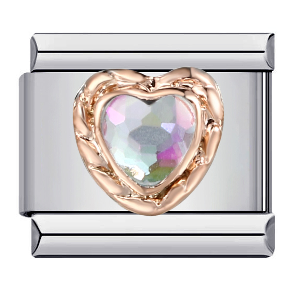 Heart-themed ornamental stone module for DIY bracelet making - Product view 3
