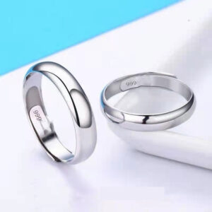 Adjustable geometric metal ring in silver or gold finish - Main product view