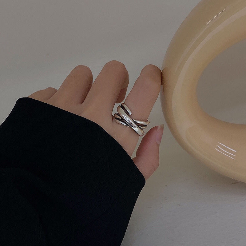 Retro three-piece ring set with cross, Roman numeral, and octagonal star designs - Product view 8