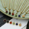 Vintage double-layer titanium steel pendant necklace with a geometric natural stone pendant - Main product view