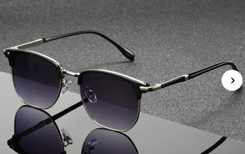 Unisex vintage half-frame sunglasses in a selected color style - Product view 8