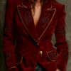 Men's slim-fit short velvet jacket with suit collar and long sleeves - Main product view