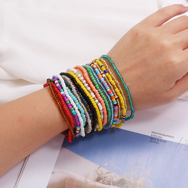 Colorful rice bead anklet with geometric beach style - Product view 6
