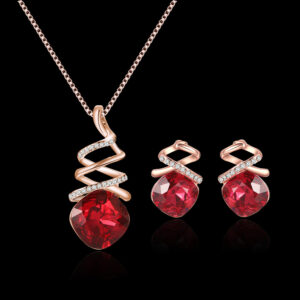 Women's alloy necklace and earrings jewelry set with water wave chain - Main product view