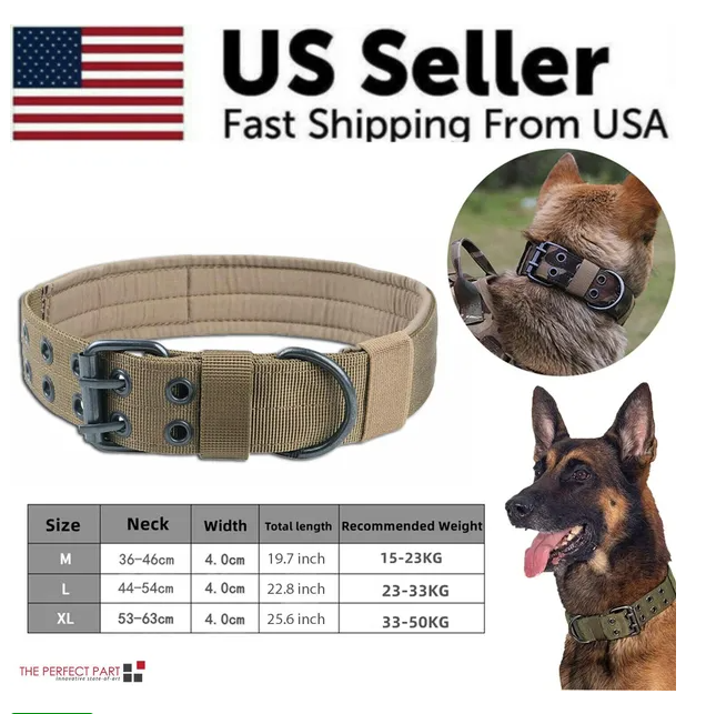 Wide Tactical Heavy Duty Nylon Large Dog Collar K9 Military With Metal Buckle - Main product view