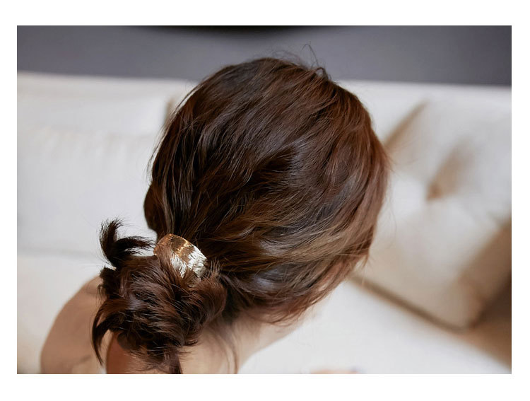Korean-style metal leaf hair tie with glossy gold or silver finish - Product view 5