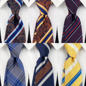 Men’s polyester jacquard tie with geometric arrow-shaped pattern - Main product view