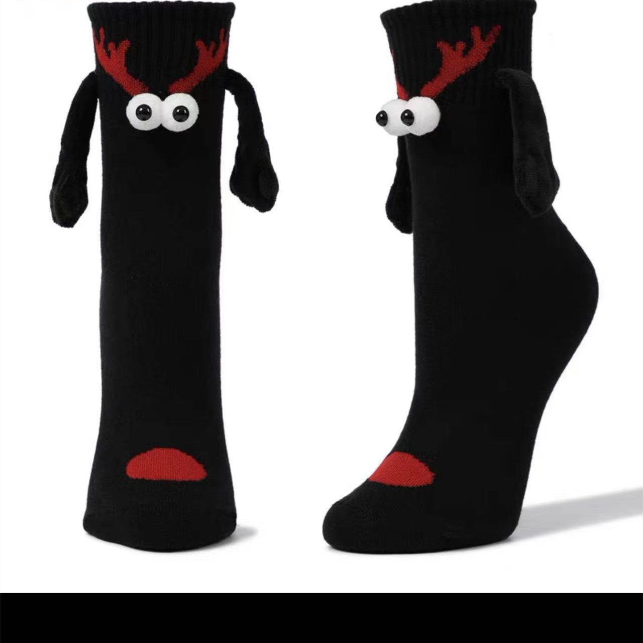 Magnetic Christmas novelty socks with festive character details - Product view 3