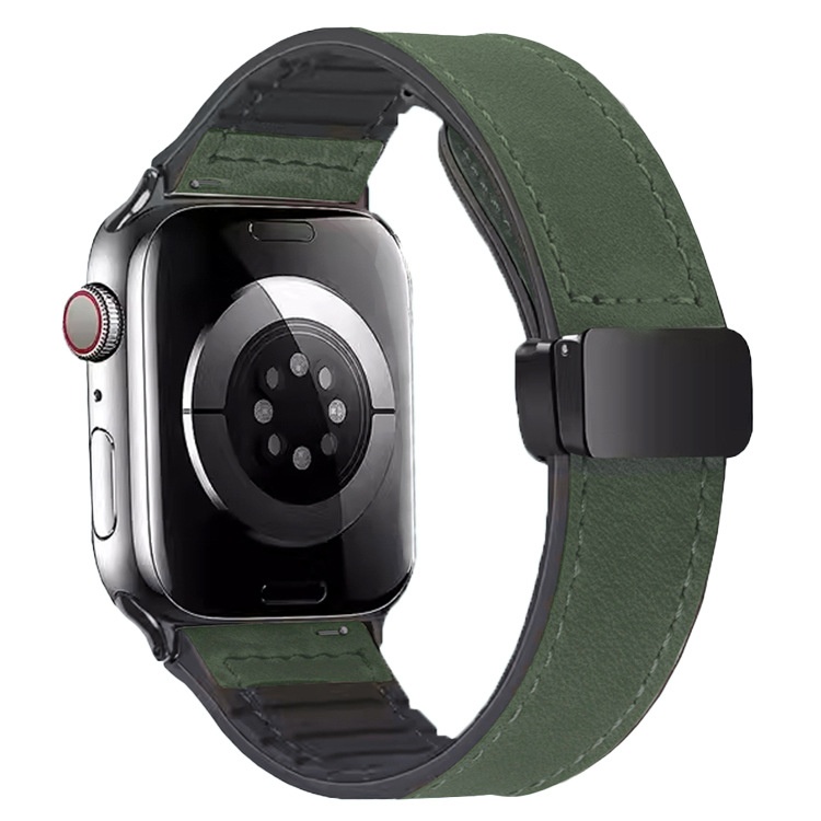 Silicone-clad magnetic-clasp watch strap for Apple Watch - Army Green-38or40or41orS10mm