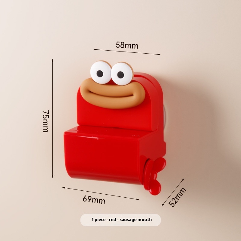 Plastic suction cup toothpaste squeezing stand in cream or red - Product view 5