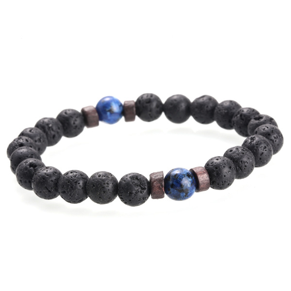 Unisex volcanic stone beaded yoga bracelet with gemstone-style accents - Product view 8