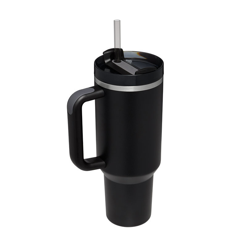 40 oz stainless steel insulated tumbler with handle straw and lid - Product view 41