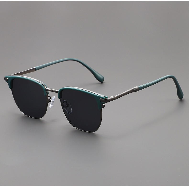 Unisex vintage half-frame sunglasses in a selected color style - Product view 4