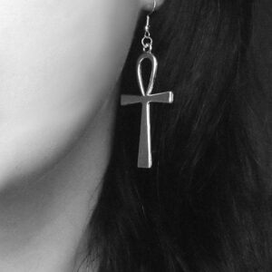 Vintage ankh cross earrings with electroplated alloy design - Main product view
