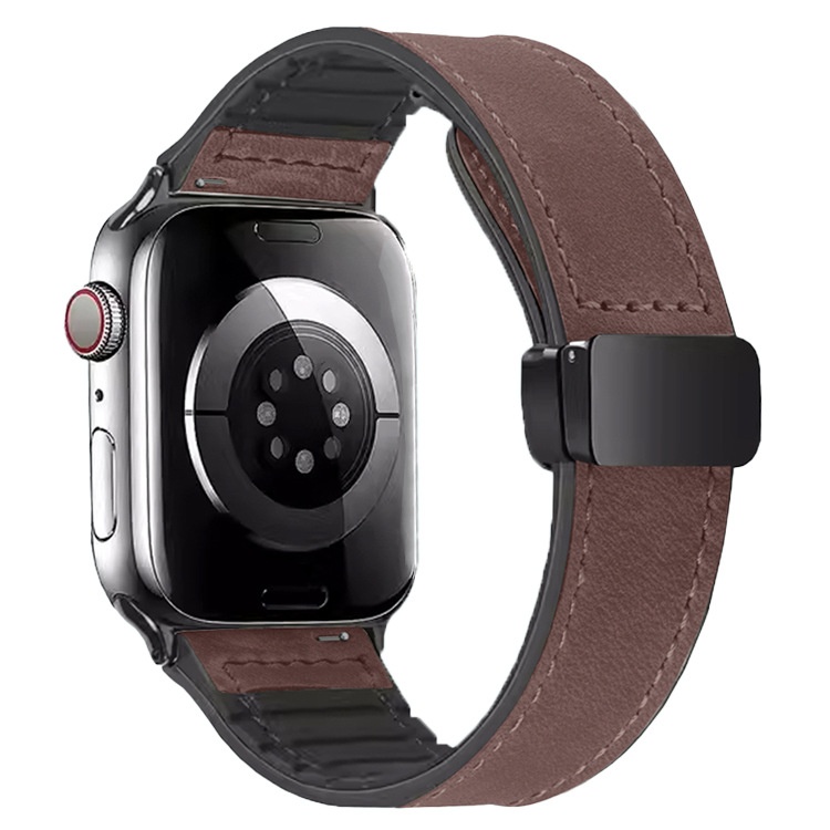 Silicone-clad magnetic-clasp watch strap for Apple Watch - Dark Brown-38or40or41orS10mm