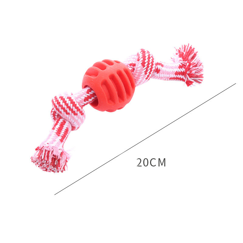 Dog teeth-cleaning rope ball toy with double-knot cotton rope and ball - Product view 12