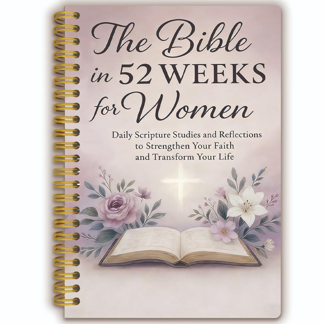 Light-colored floral 52-week planner notebook with spiral binding - Product view 1