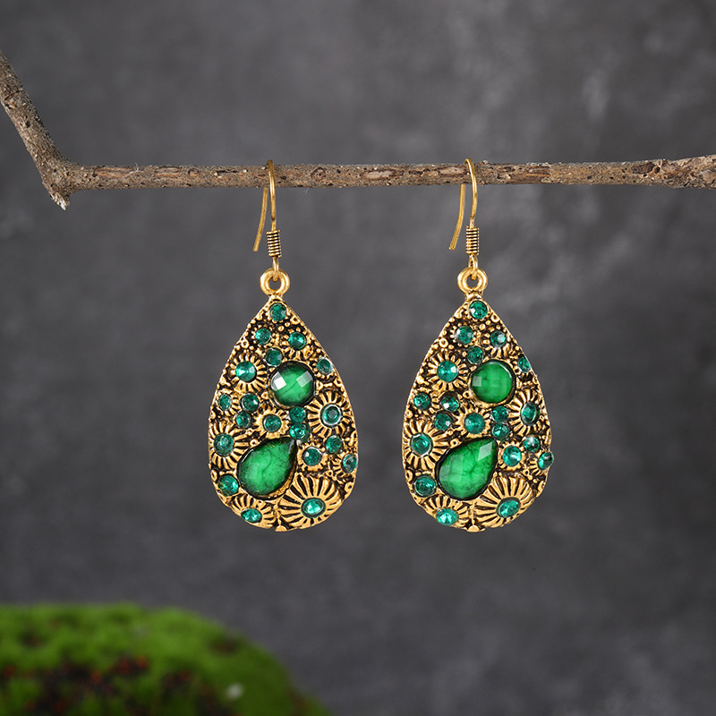 Retro colorful electroplated water-drop earrings - Product view 2