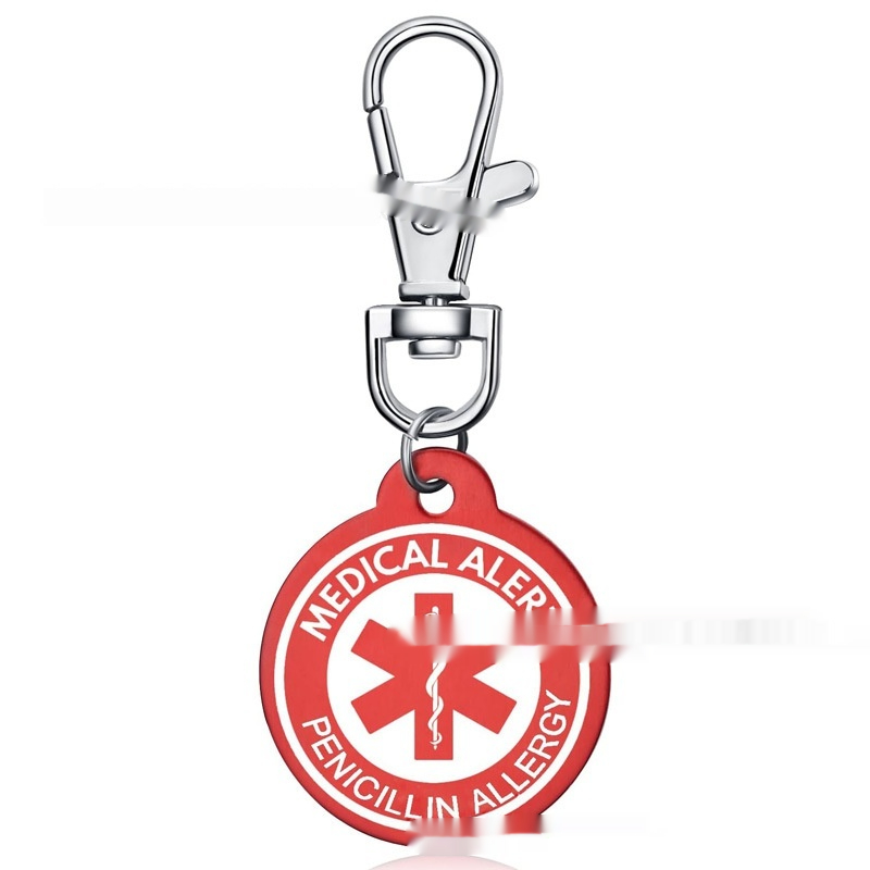 Personalized aluminum alloy medical alert keychain in a modern artistic style - Product view 5