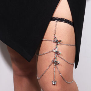 Women’s geometric butterfly thigh leg chain in gold or silver - Main product view