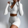 Women's long-sleeve yoga top and three-point shorts activewear set - Main product view