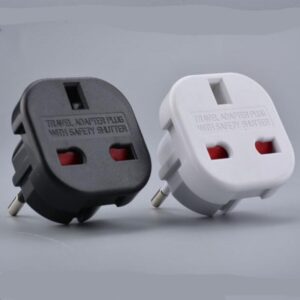 Black and white UK-to-EU conversion plug adapters - Main product view