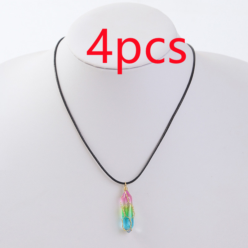 Women's geometric crystal necklace with transparent diamond-style detail - Product view 5