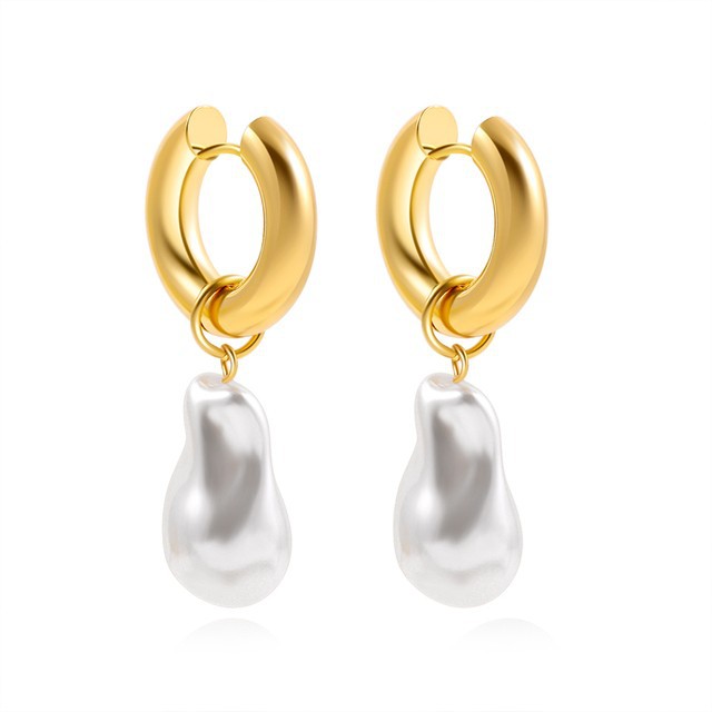 Stainless steel water drop circle earrings for women - Product view 6
