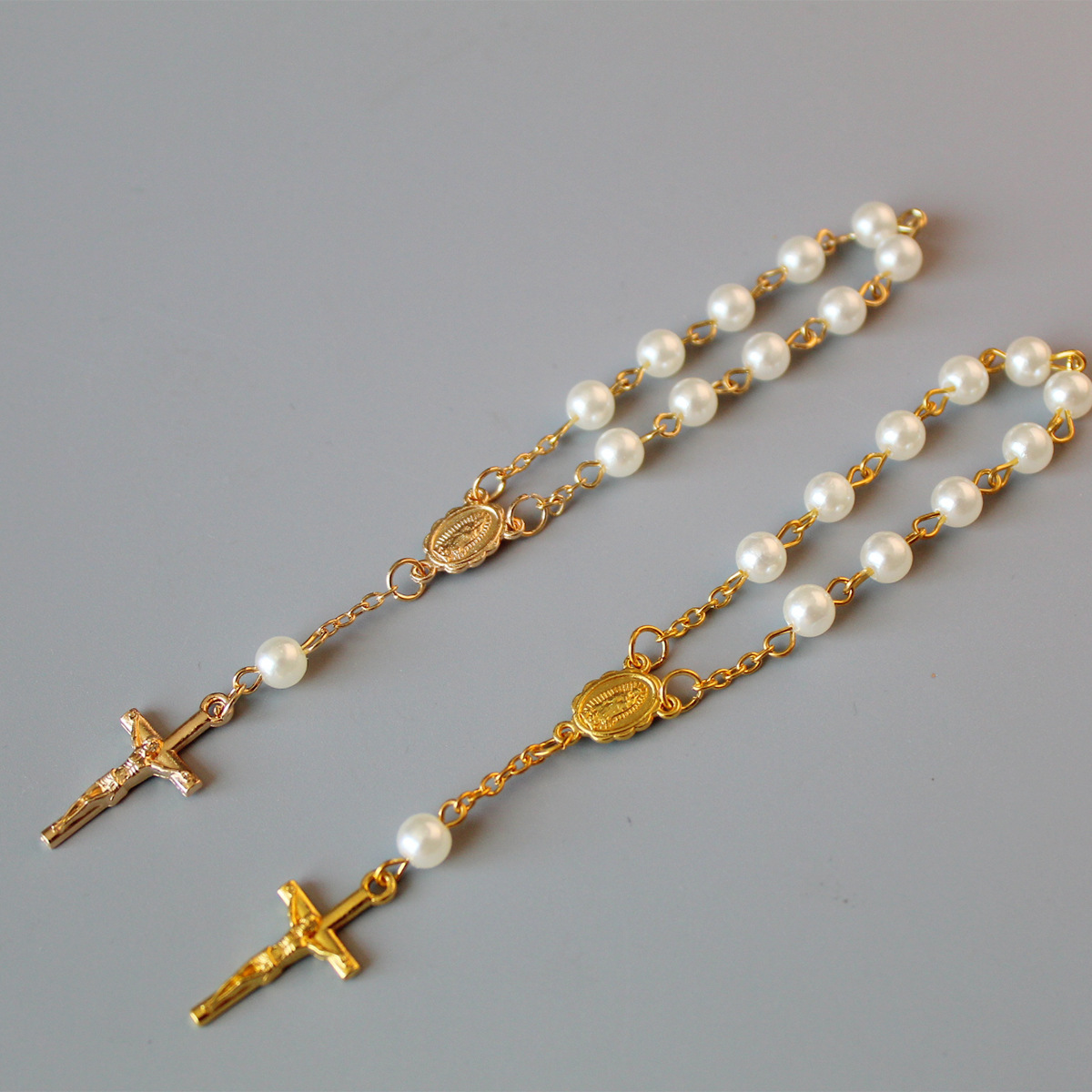 Beads Pearl Cross Full Moon Blessing Bracelet Fashion Jewelry - Product view 11 Unisex pearl cross full moon blessing bracelet in an electroplated finish - Product view 11