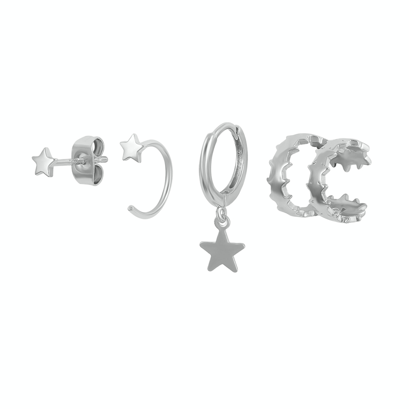 Women's gold-tone geometric flower-shaped earrings set - Product view 7