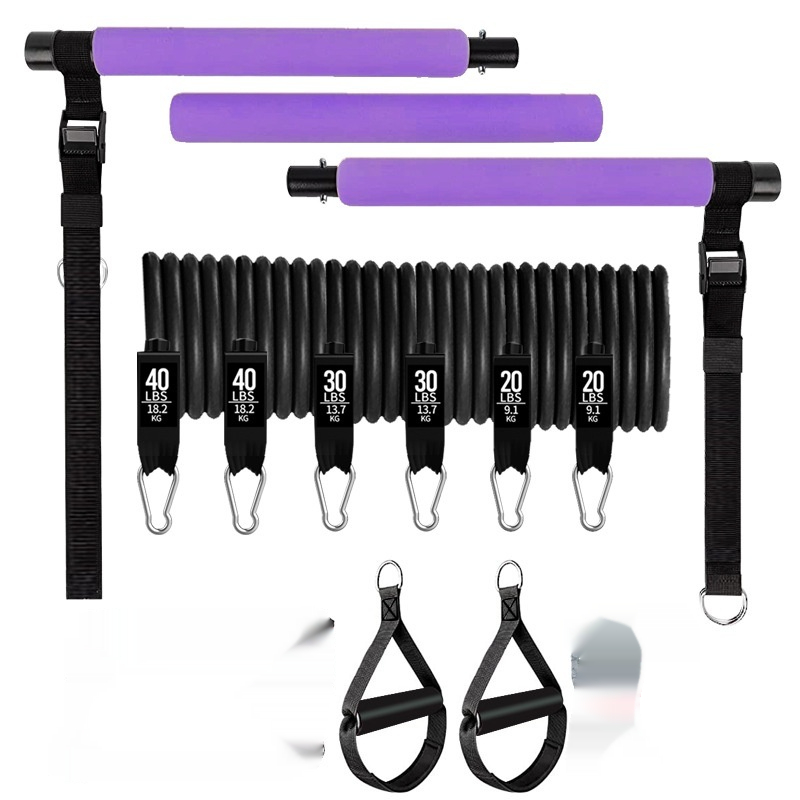 Yoga fitness stretching rod with TPE tension rope in black - Product view 4