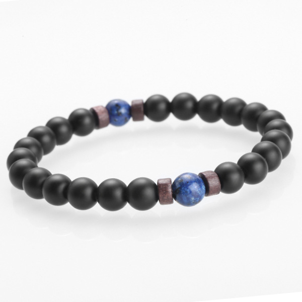 Unisex volcanic stone beaded yoga bracelet with gemstone-style accents - Product view 7