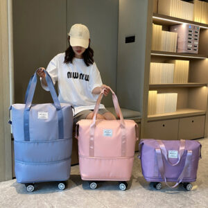 Large-capacity blue travel bag with omnidirectional wheels - Main product view