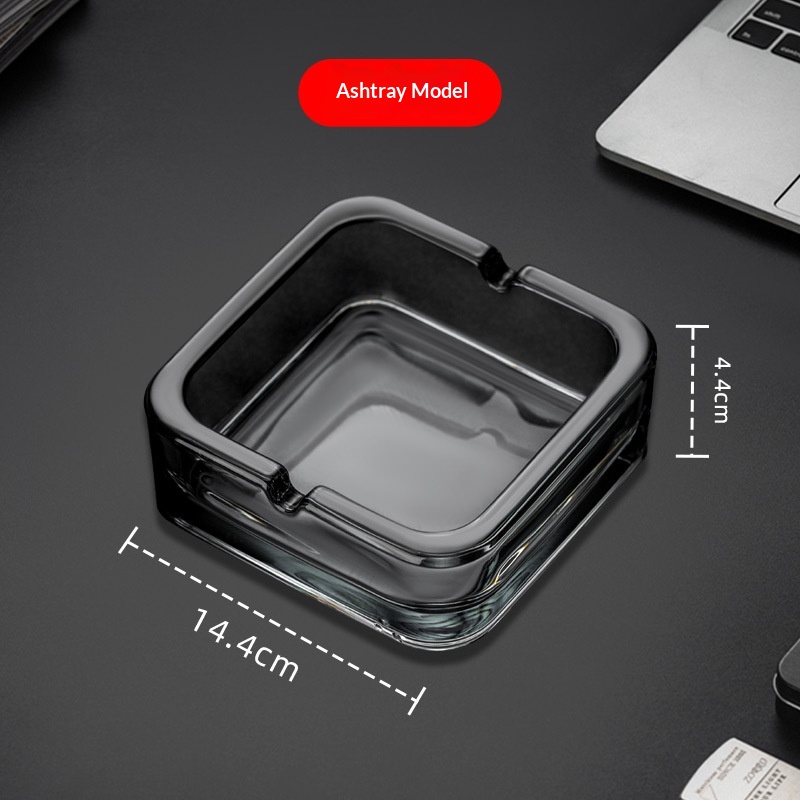 Square glass ashtray in a minimalist design - Product view 6