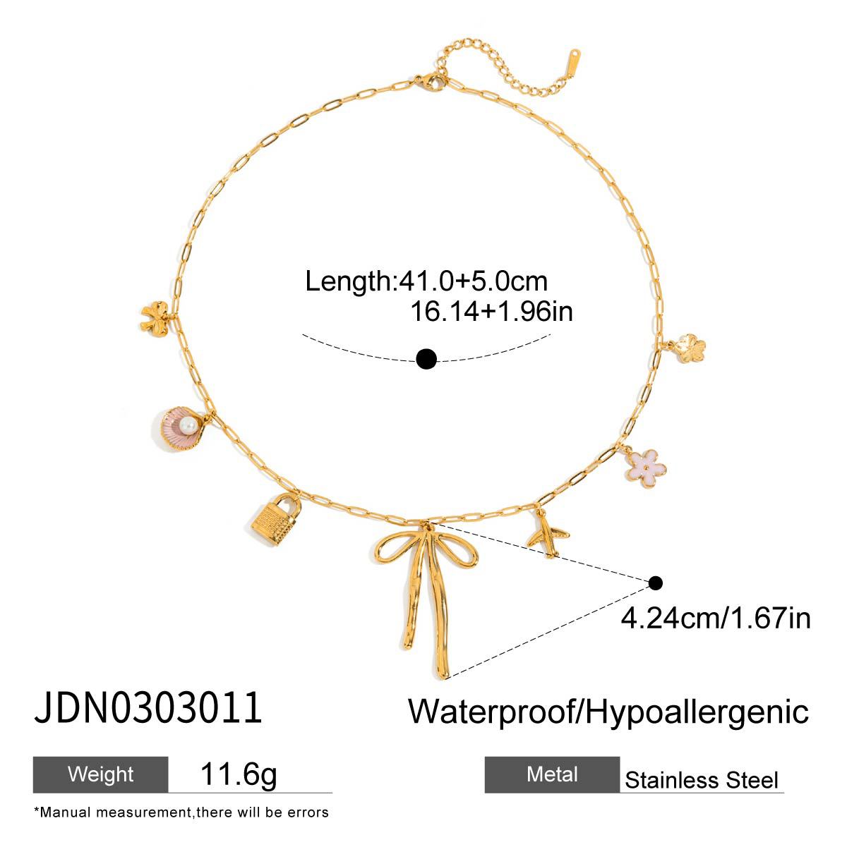 Women's geometric shell pendant necklace with stainless steel chain - Product view 5