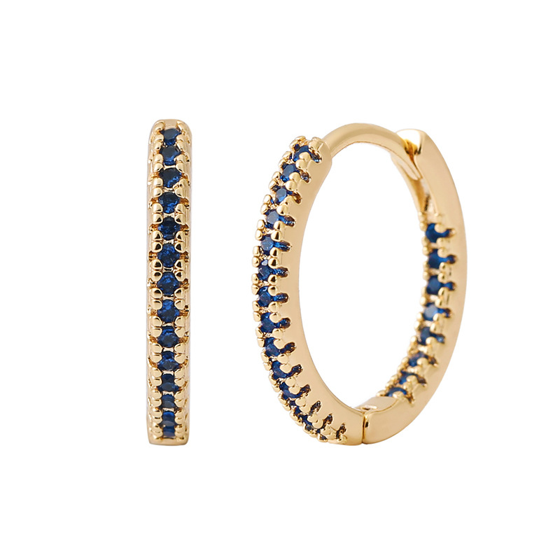 Round multicolor geometric ear clip earrings in a gold-tone or silver-tone finish - Product view 6