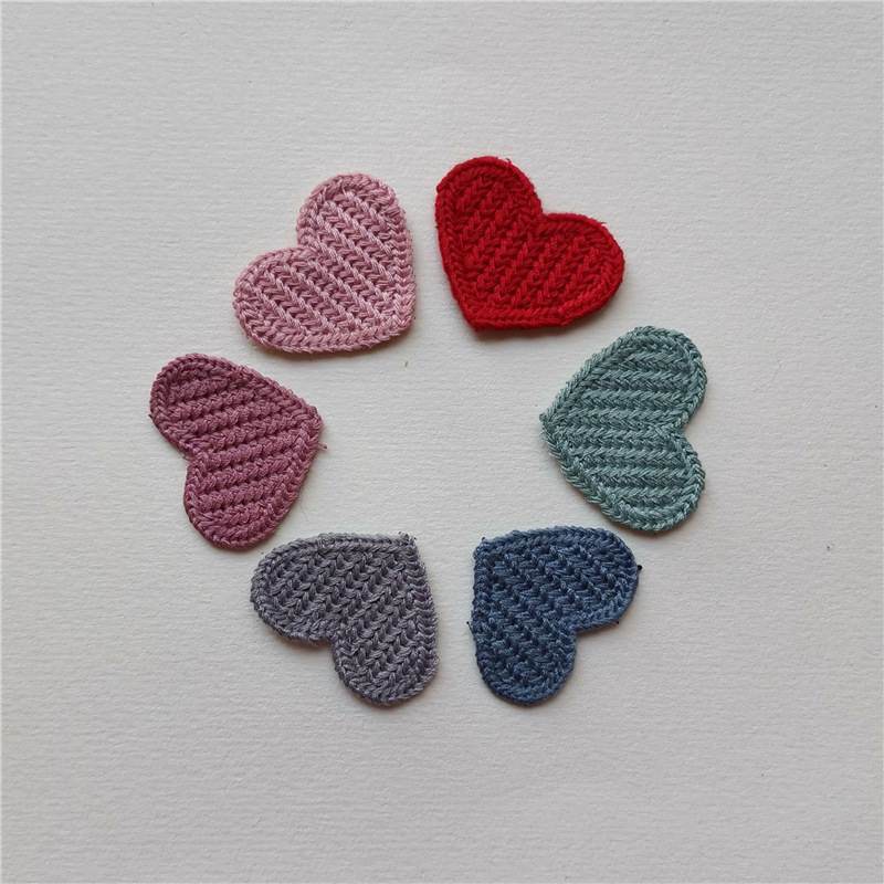 Peach heart embroidered polyester fabric patch sticker - Main product view