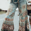 Women's retro printed high-waisted flared pants - Main product view