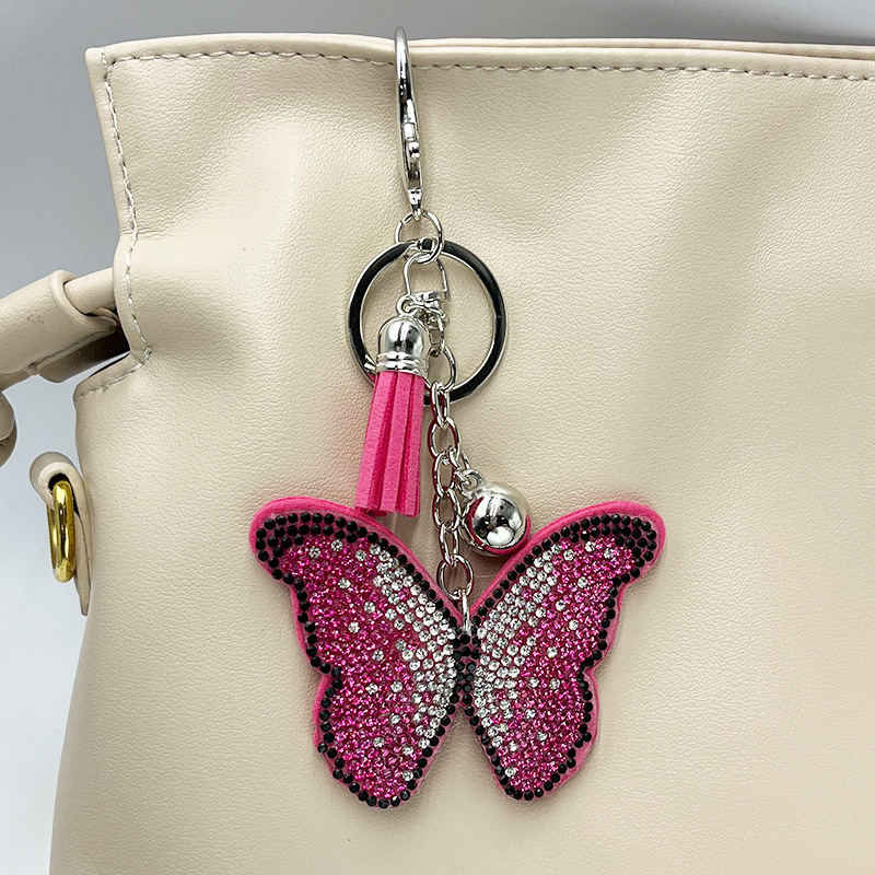 Butterfly tassel keychain and bag charm in a selected color - Product view 3
